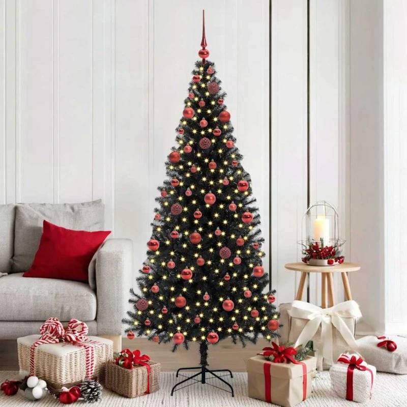 vidaXL Juletræ 180 cm med 300 LED'er, Sort PVC