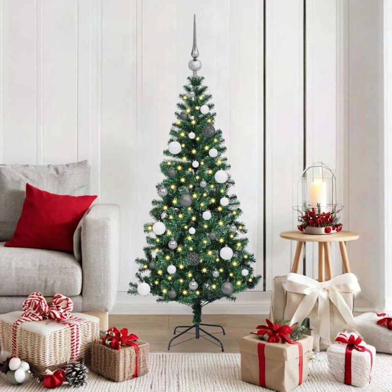 vidaXL Kunstig Forbelyst Juletræ 150 cm Grønt PVC & Metal
