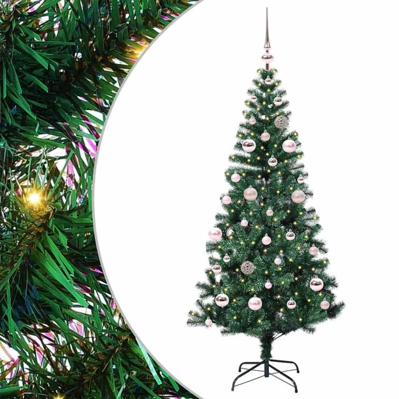 vidaXL Kunstig Forbelyst Juletræ 150 cm Grønt PVC & Metal
