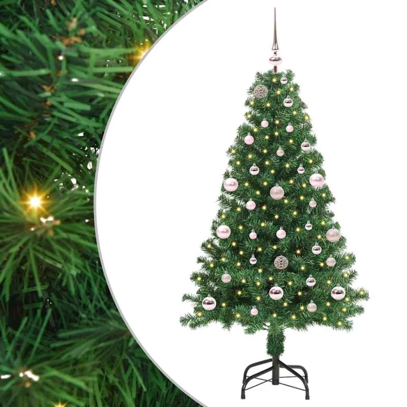 vidaXL Kunstigt juletræ 150 cm Grønt med LED og Stativ