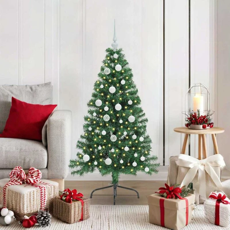 vidaXL Kunstig Forbelyst Juletræ 120 cm Grøn PVC med 150 LED'er