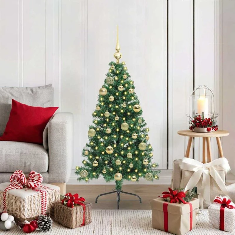 vidaXL Kunstig Forbelyst Juletræ 120 cm Grøn PVC med 150 LED'er