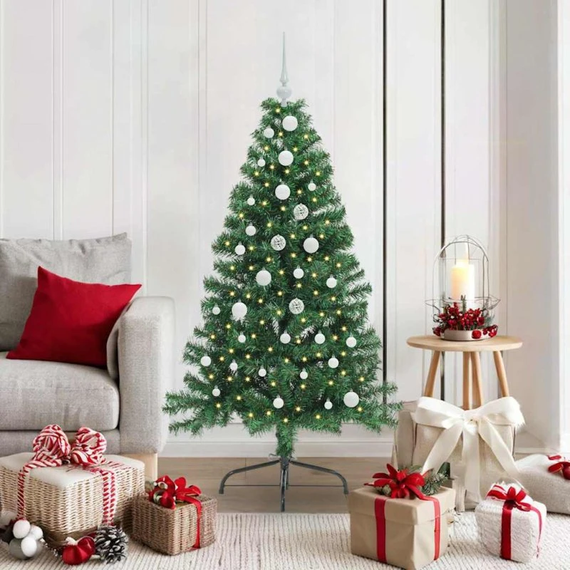 vidaXL Kunstig Forbelyst Juletræ 150 cm Grøn PVC med 150 LED'er