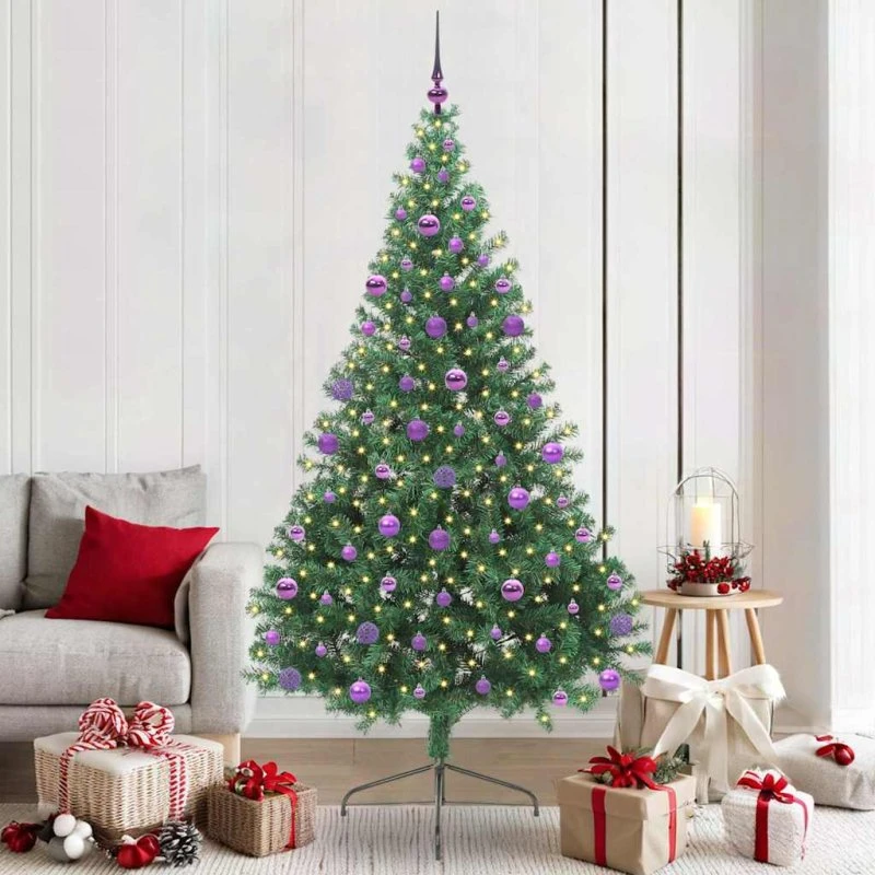 vidaXL Kunstig Forbelyst Juletræ 210 cm Grøn med 300 LED'er