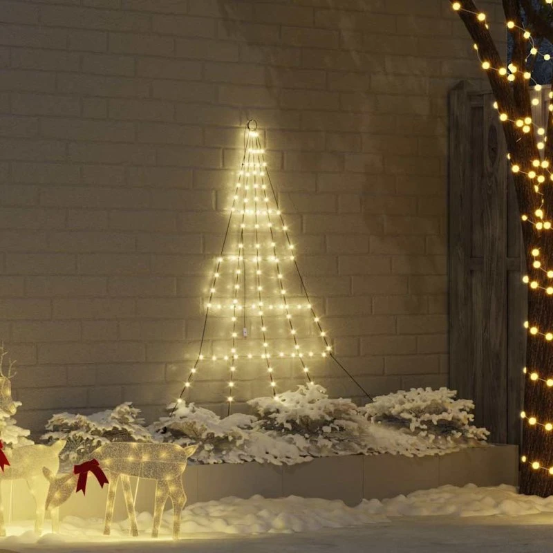 vidaXL LED Juletræ 182 cm, Varm Hvid, Metal med Jordsøjler