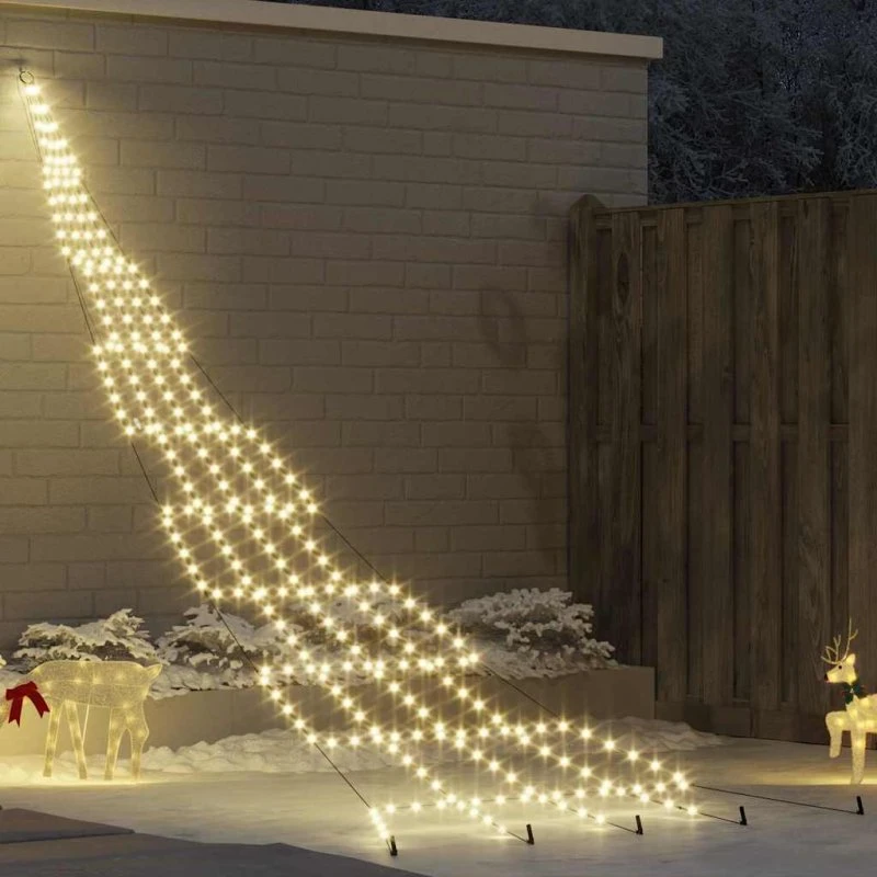vidaXL LED Juletræ 511 cm, Varm Hvid, Metal med Jordsøjler