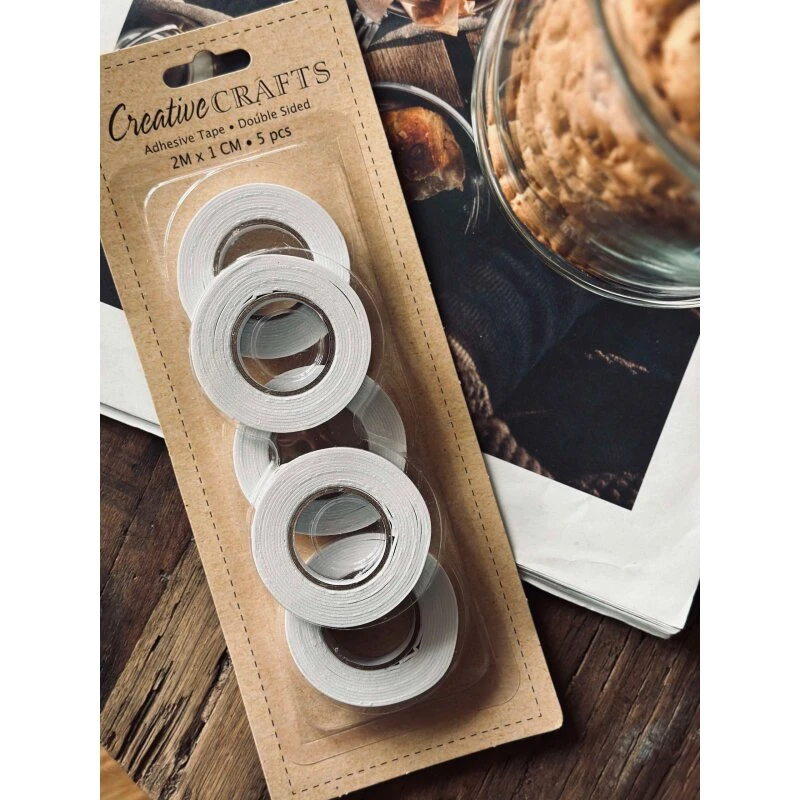 Universal dobbeltsidet tape, 5 ruller á 2 m x 1 cm