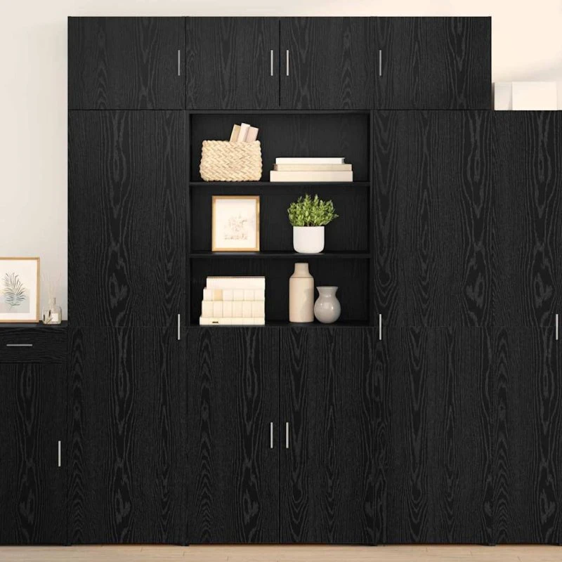 vidaXL Highboard Sort 80 x 42,5 x 185 cm Konstrueret Træ