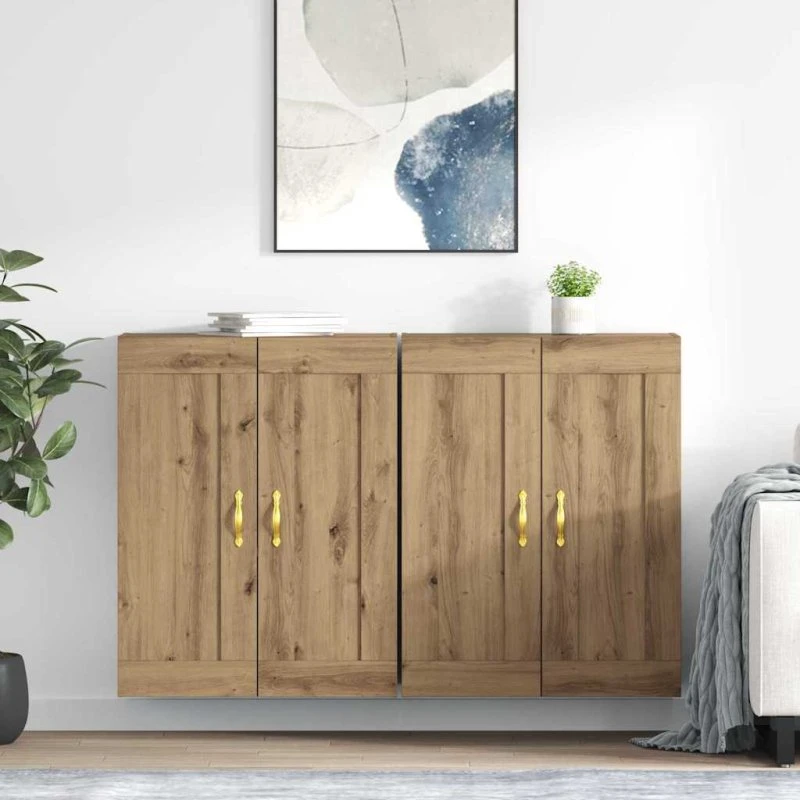 vidaXL Væghængt Skab 2 stk Artisan Egetræ 69,5 x 34 x 90 cm