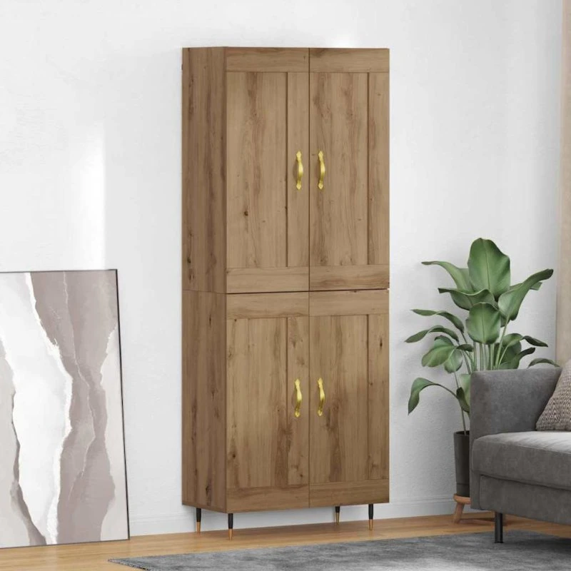 vidaXL Highboard Artisan Egetræ 69,5 x 34 x 180 cm