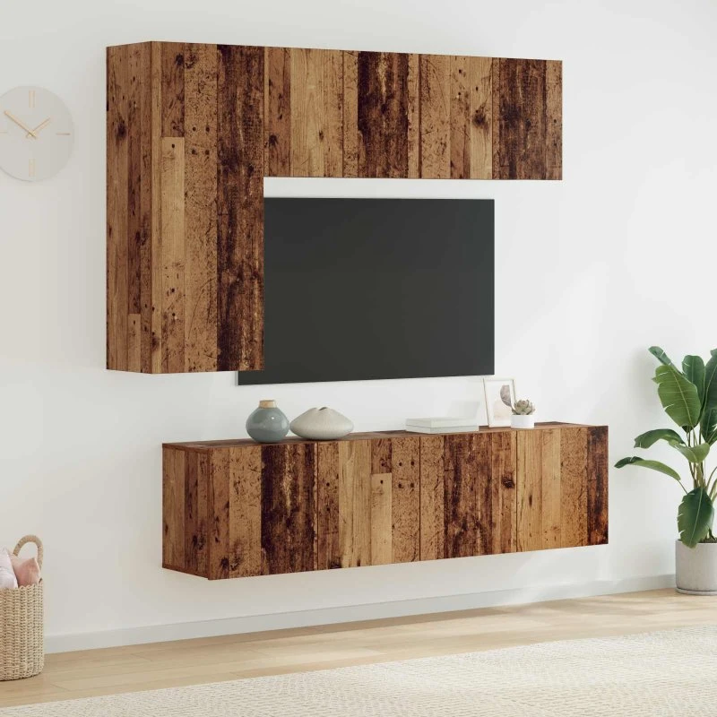 vidaXL TV Væg Enhed 5 pcs Gammelt Træ