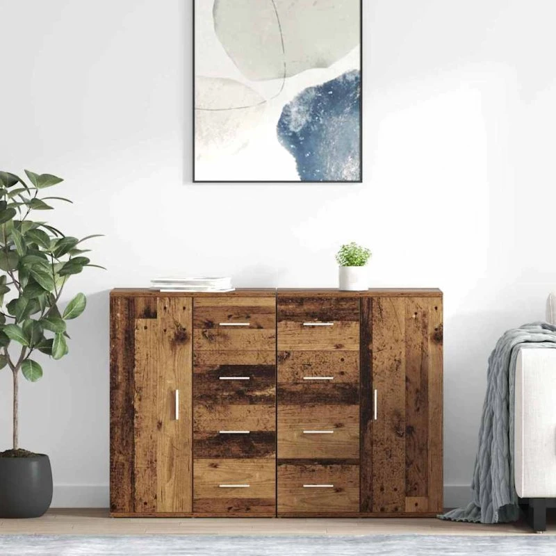 vidaXL Corona Sideboard med skuffe, gammelt træ, 59 x 39 x 80 cm