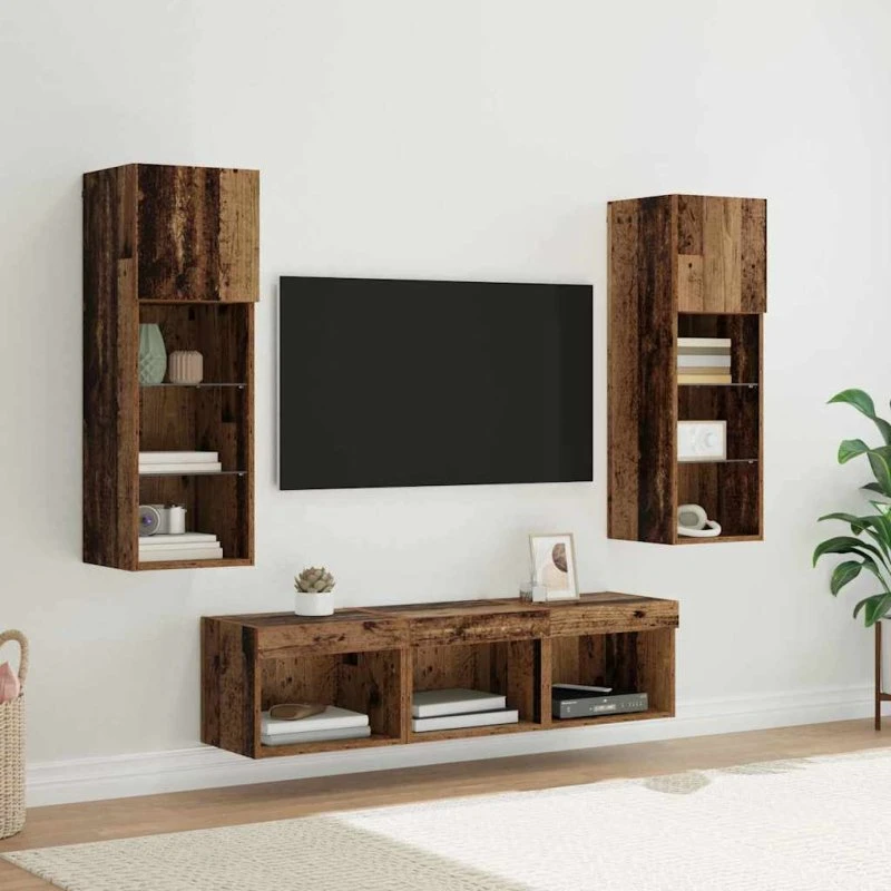 vidaXL TV Vægmonteringer 5 stk Sort Konstrueret Træ 60 x 30 x 30 cm