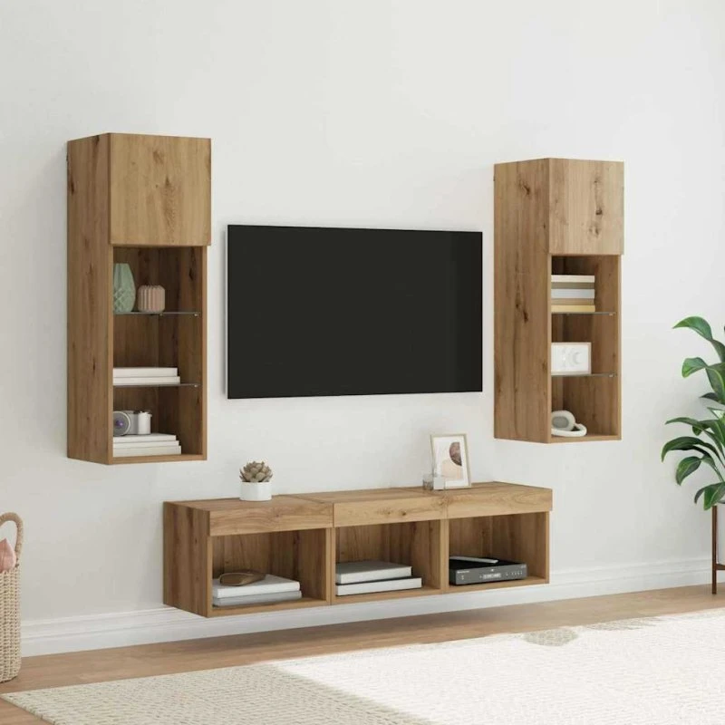 vidaXL TV Vægmonteringer 5 stk Sort Konstrueret Træ 60x30x30 cm
