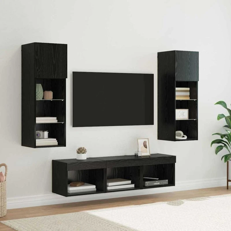 vidaXL TV Vægmonteringer 5 stk Sort Konstrueret Træ 60x30x30 cm