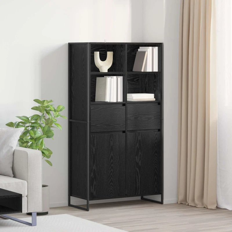 vidaXL Sideboard 2 stk, Sort, 81 x 36 x 150,5 cm, Konstrueret træ
