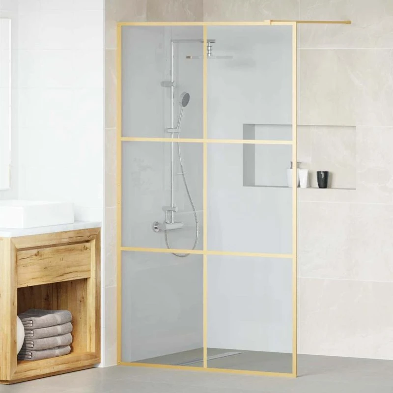 vidaXL Walk-in brusevæg Guld 115 x 195 cm hærdet glas