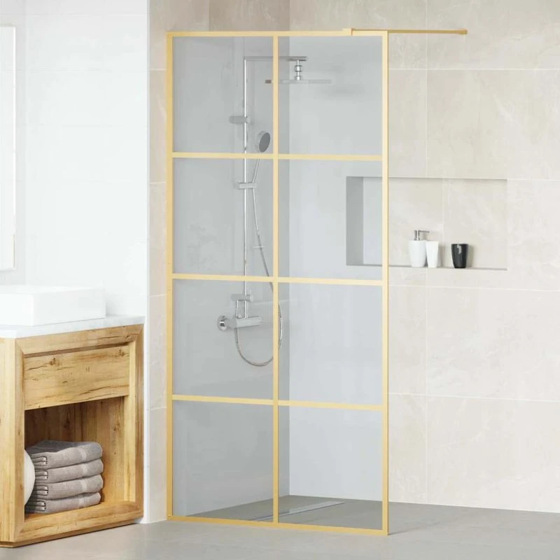 vidaXL Walk-in brusevæg Guld 100 x 195 cm hærdet glas