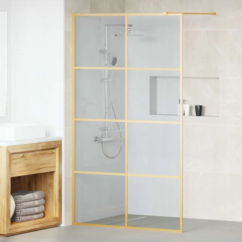 vidaXL Walk-in brusevæg Guld 115 x 195 cm hærdet glas