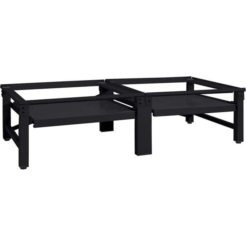 vidaXL Vaskemaskine Pedestal 2 stk Sort 124,5 x 61,5 x 32,5 cm Stål