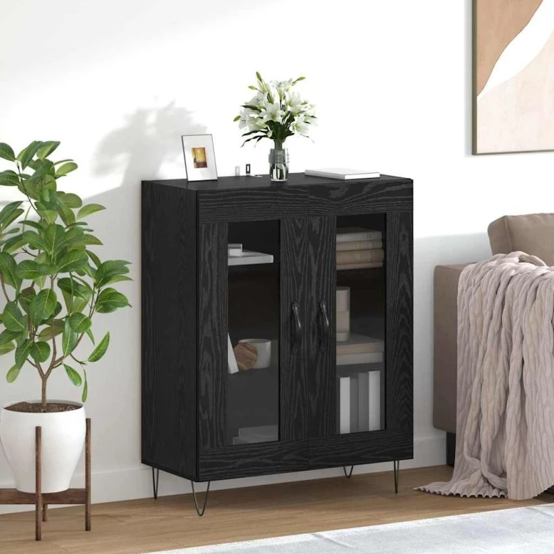 vidaXL Sideboard Sort 69,5 x 34 x 90 cm Konstrueret Træ