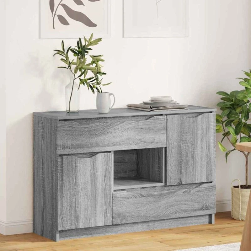 vidaXL Sideboard Grå Sonoma 100 x 30 x 65,6 cm Konstrueret Træ