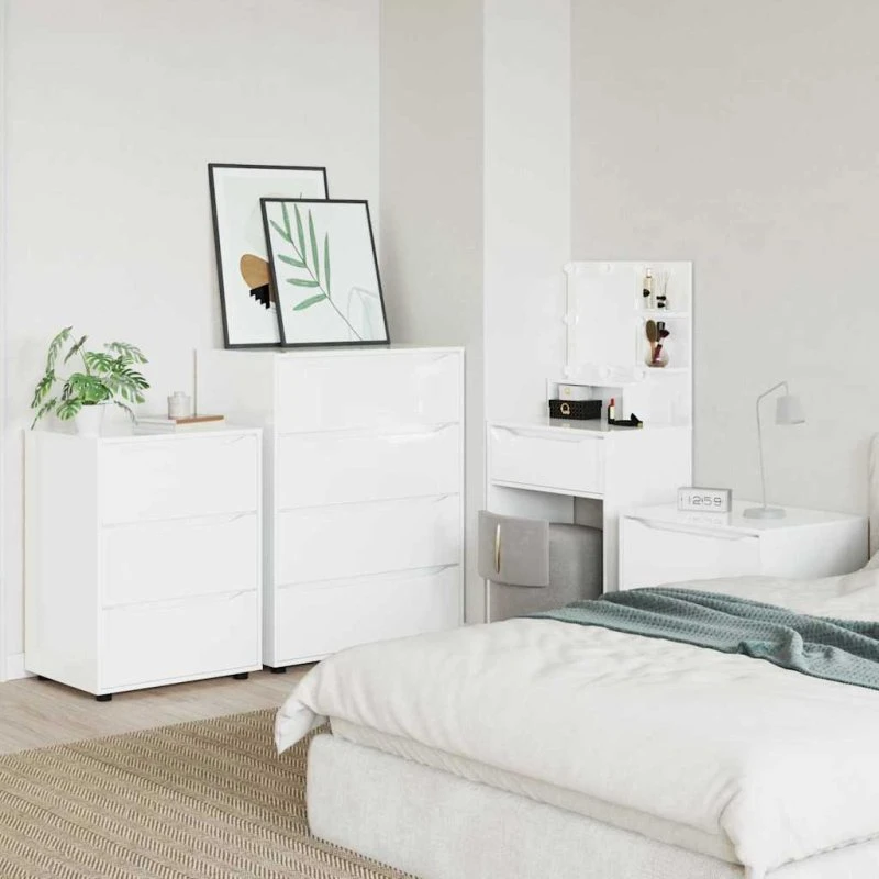 vidaXL Opbevaringsskab Høj gloss hvid 60x48x81 cm Konstrueret træ