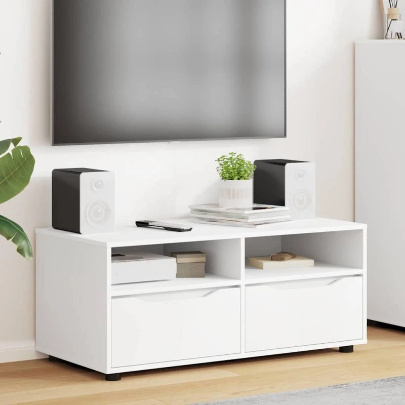 vidaXL TV-skab med skuffe Hvid 100x48x43 cm Konstrueret træ