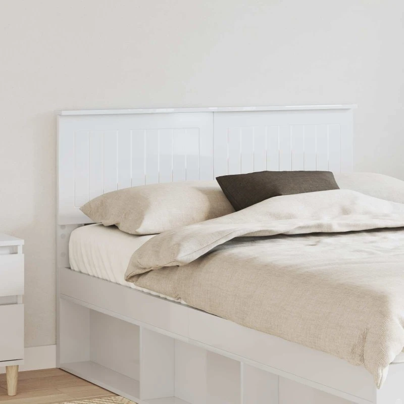 vidaXL Hovedgærde Gloss Hvid 135 cm Konstrueret Træ