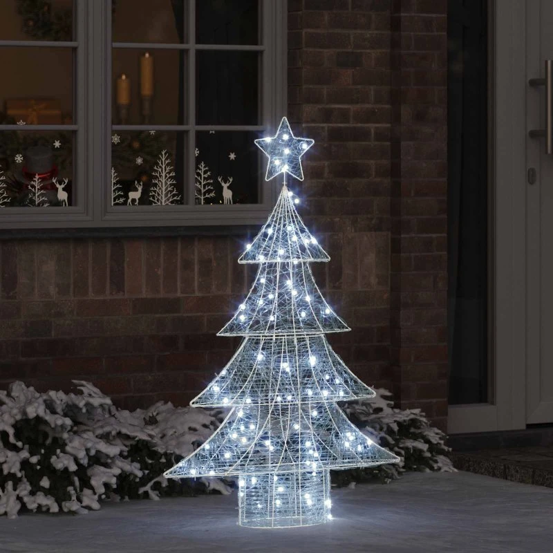 vidaXL Juletræ med 100 LED'er, Kold hvid, 120 cm, Akryl