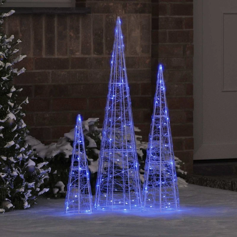 vidaXL Juletræ med 90 LED'er Blå 20x20x80 cm Akryl
