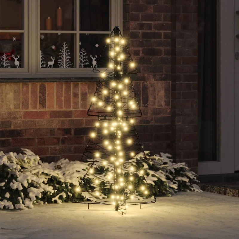 vidaXL Juletræ 120 cm med 100 LED'er, varm hvid, rattan
