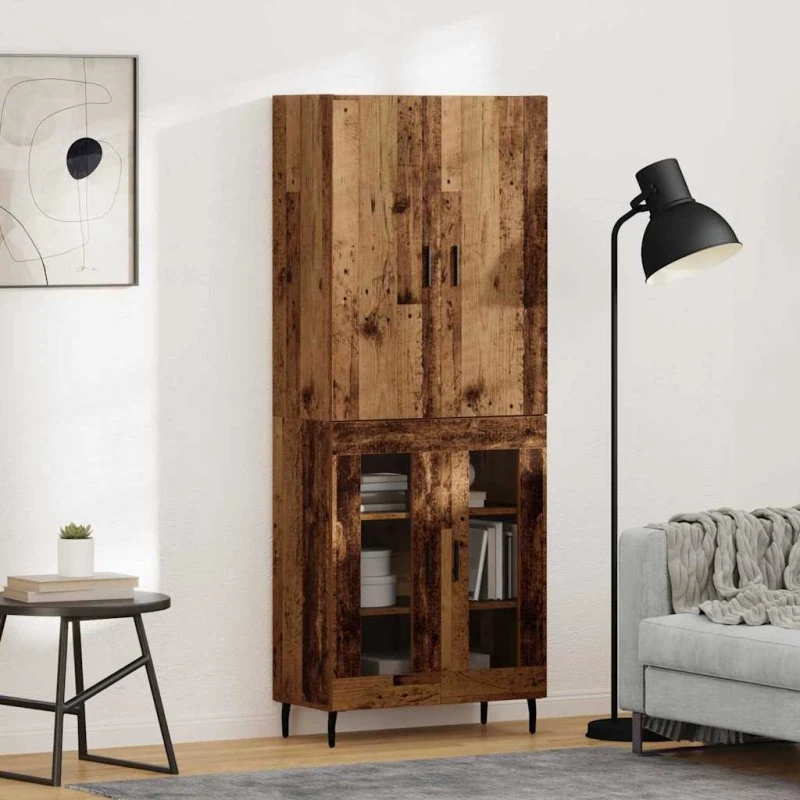 vidaXL Highboard Gammelt Træ 69,5 x 34 x 180 cm Konstrueret Træ