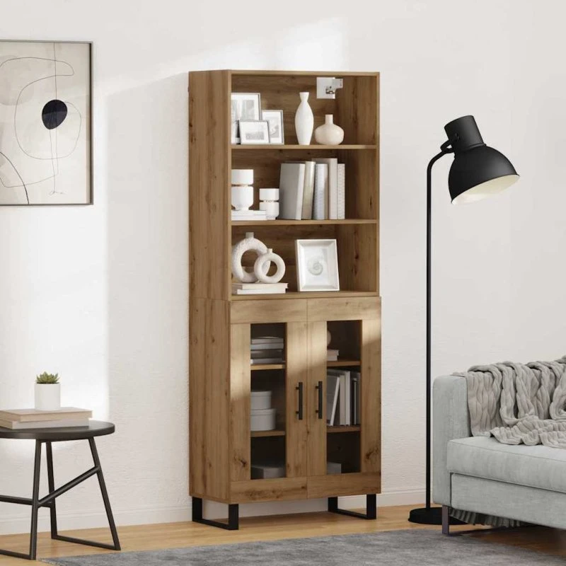 vidaXL Artisan Egetræ Højskænk 180 cm Konstrueret Træ