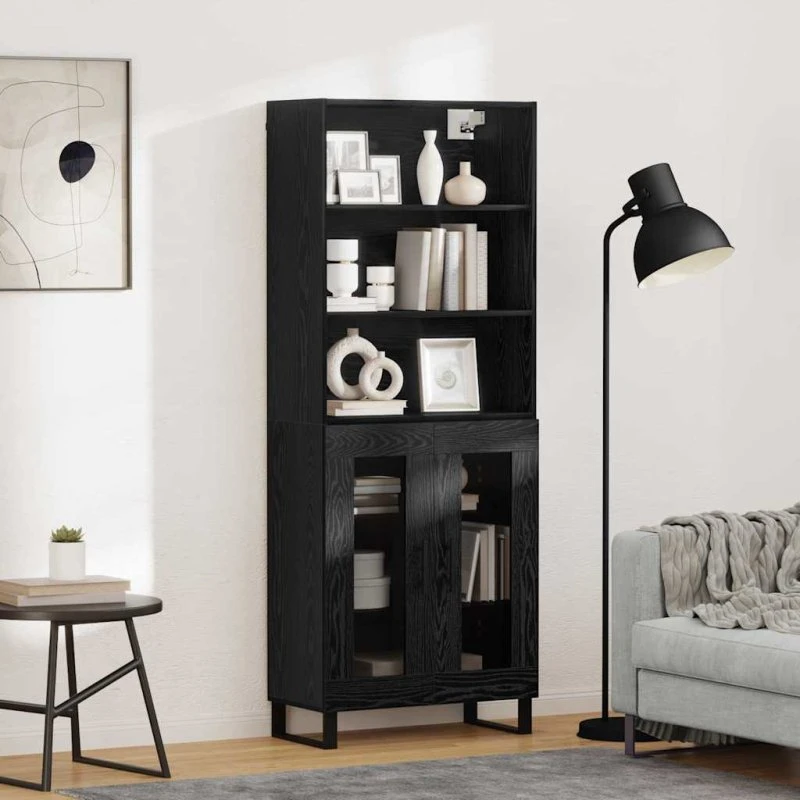 vidaXL Highboard 2 pc Sort eg 69,5 x 34 x 180 cm Konstrueret træ