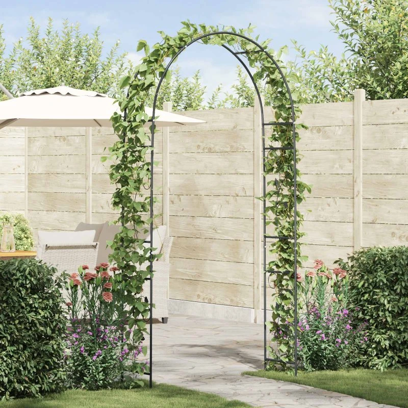 vidaXL Havebue Blomstret Sort 115 x 37 x 231 cm