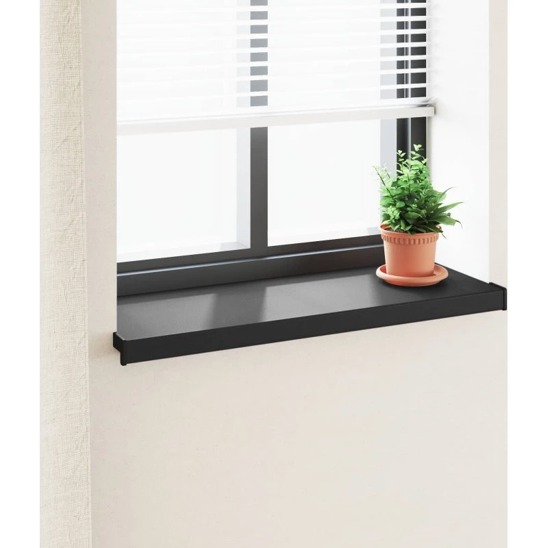 vidaXL Vindueskarm Sort 100 x 35 x 4,5 cm med Træstruktur
