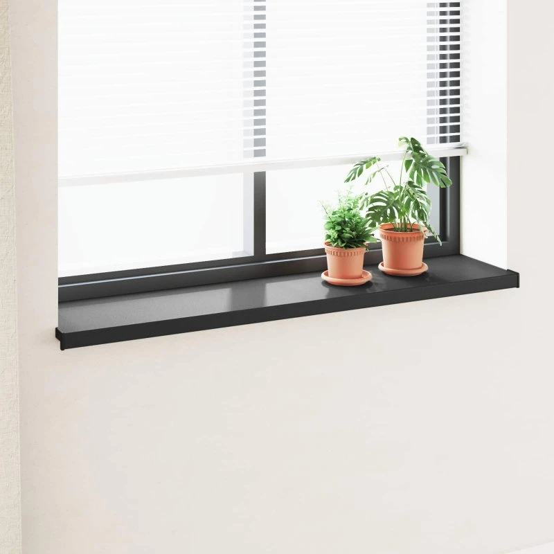 vidaXL Vindueskarm Sort 120 x 35 x 4,5 cm med Træstruktur