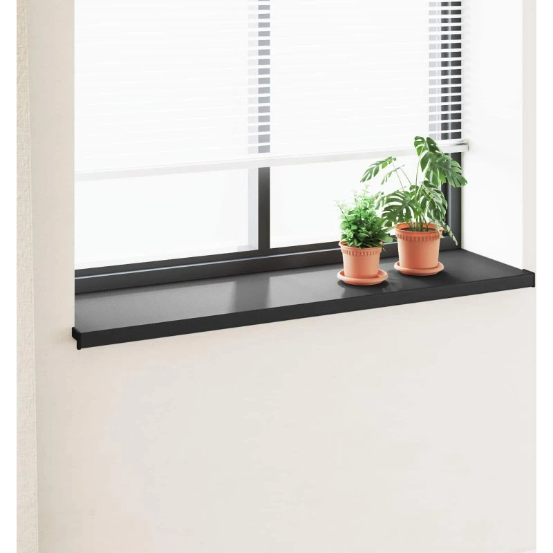 vidaXL Vindueskarm Sort 140 x 45 x 4,5 cm med Træstruktur