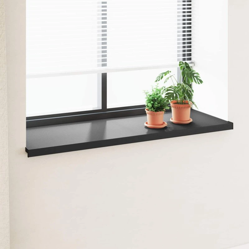 vidaXL Vindueskarm Sort 120 x 50 x 4,5 cm med Træstruktur