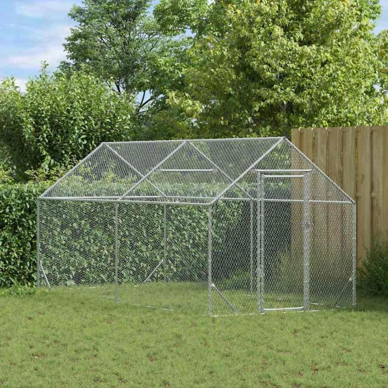 vidaXL Hønsebur Sølv 200x170x177cm Galvaniseret Stål