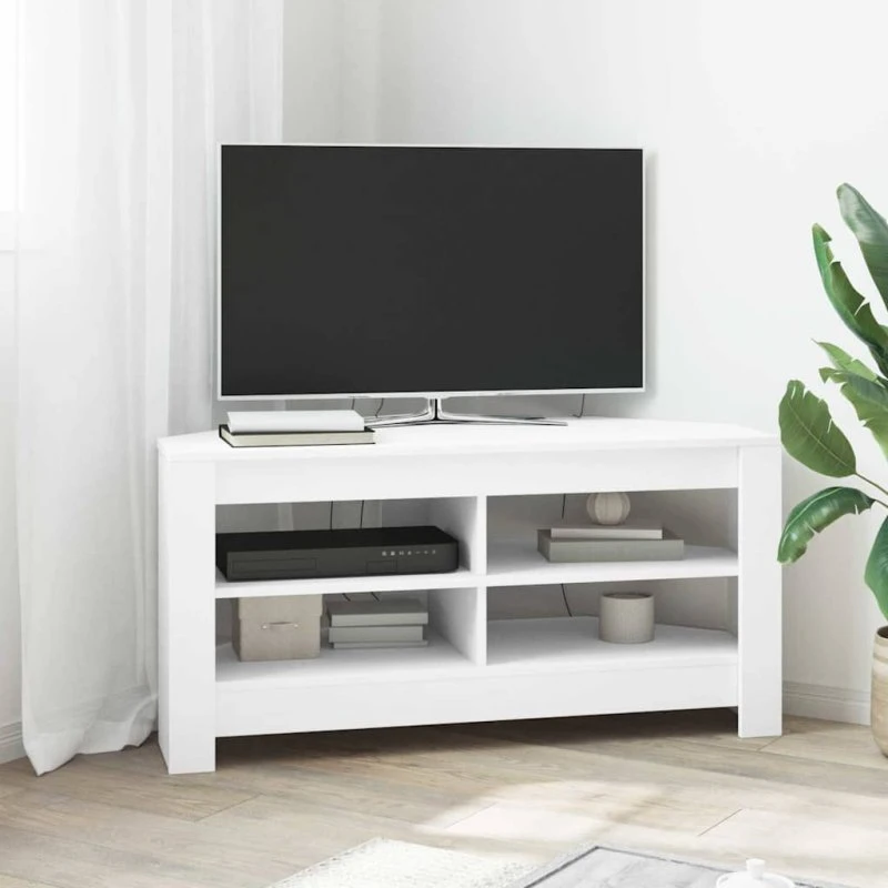 vidaXL HjørneTV-skab Hvid 102x40,5x45 cm Konstrueret Træ