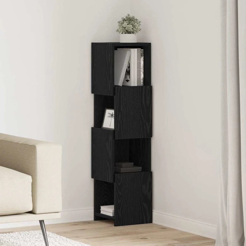 vidaXL Hjørneskab Sort 25,5x25x102cm Konstrueret Træ