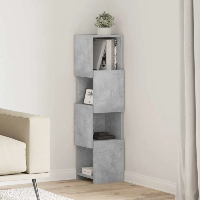 vidaXL Hjørneskab Beton Grå 25,5x25x102cm Konstrueret Træ