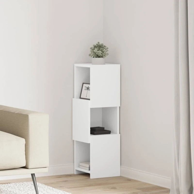 vidaXL Hjørneskab 25,5x25x80cm Hvid Konstrueret Træ