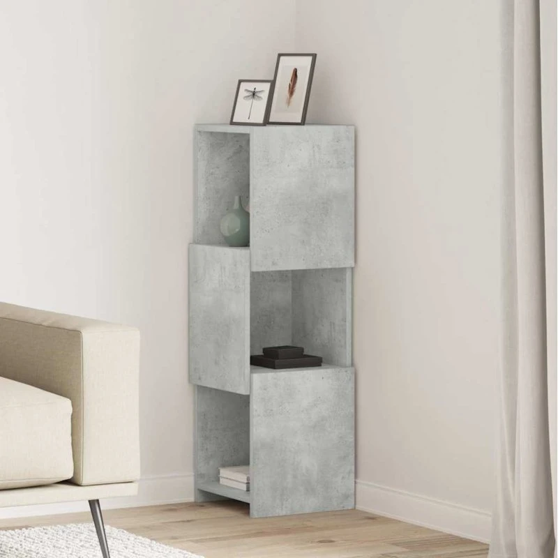 vidaXL Hjørneskab Beton Grå 30,5x30x95cm Konstrueret Træ
