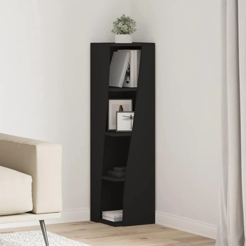 vidaXL Hjørneskab Sort 27,5x27x102cm Konstrueret Træ
