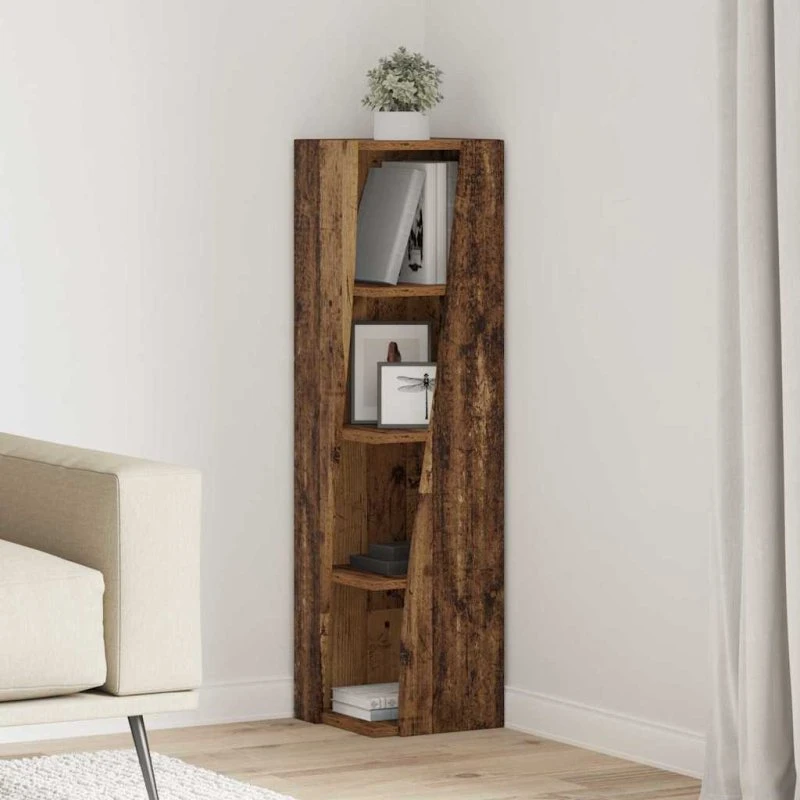 vidaXL Hjørneskab Gammelt Træ 27,5x27x102 cm Konstrueret Træ