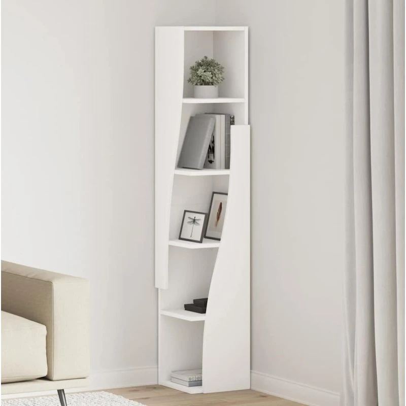 vidaXL Hjørneskab 27,5x27x140cm Hvid Konstrueret Træ