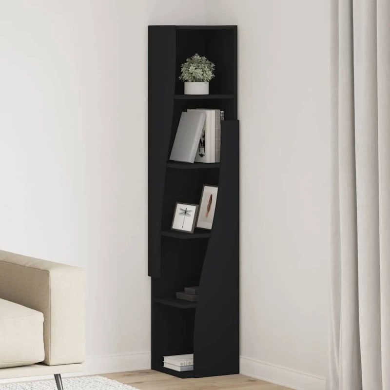 vidaXL Hjørneskab Sort 27,5x27x140cm Konstrueret Træ